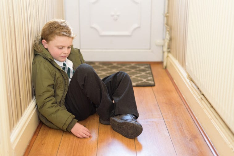 wearing school uniform